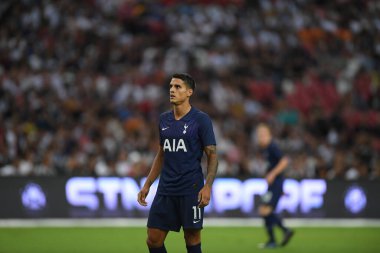 Kallang, Singapur - 21 Temmuz 2019: Erik Lamela, Tottenham Hotspur oyuncusu Juventus ile Singapur Ulusal Stadyumu arasındaki buzul 2019 sırasında 