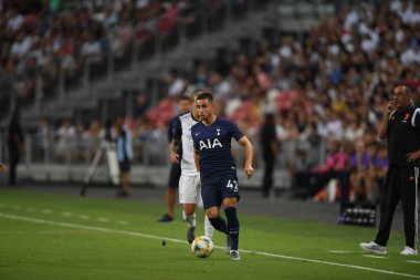 Kallang, Singapur - 21 Temmuz 2019: Tottenham Hotspur oyuncusu Anthony Georgiou, Juventus ile Singapur Ulusal Stadyumu arasındaki buzul 2019 savaşında 