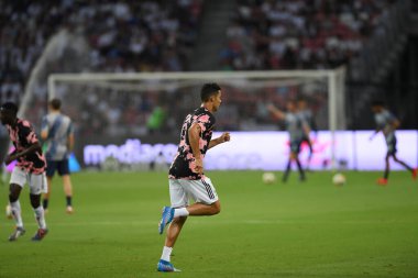 Kallang, Singapur - 21 Temmuz 2019: Juventus 'un oyuncusu Cristiano Ronaldo, Juventus ve Spurs arasında Singapur' daki ulusal stadyumda 2019 yılındaki eylemde.   