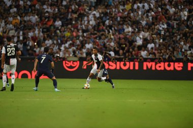 Kallang, Singapur - 21 Temmuz 2019: Juventus 'un oyuncusu, Juventus ve Spurs arasında Singapur' daki ulusal stadyumda 2019 yılındaki eylemde.  