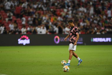Kallang, Singapur - 21 Temmuz 2019: Juventus 'un oyuncusu Cristiano Ronaldo, Juventus ve Spurs arasında Singapur' daki ulusal stadyumda 2019 yılındaki eylemde.   