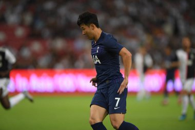 Kallang, Singapur - 21 Temmuz 2019: Heung-Min Son, Tottenham Hotspur oyuncusu Juventus ile Singapur 'daki ulusal stadyumda oynanan maç sırasında 