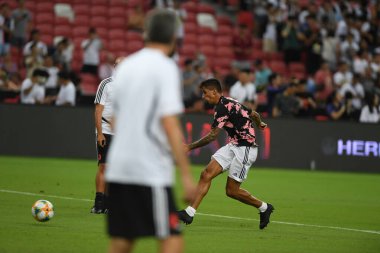Kallang, Singapur - 21 Temmuz 2019: Juventus 'un oyuncusu, Juventus ve Spurs arasında Singapur' daki ulusal stadyumda 2019 yılındaki eylemde.  