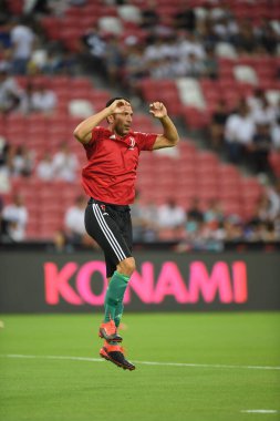 Kallang, Singapur - 21 Temmuz 2019: Juventus 'un oyuncusu Gianluigi Buffon, Juventus ile Singapur Ulusal Stadyumu arasındaki buzul 2019 savaşında 