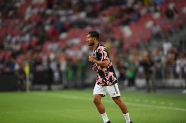 Kallang, Singapur - 21 Temmuz 2019: Juventus 'un oyuncusu, Juventus ve Spurs arasında Singapur' daki ulusal stadyumda 2019 yılındaki eylemde.  
