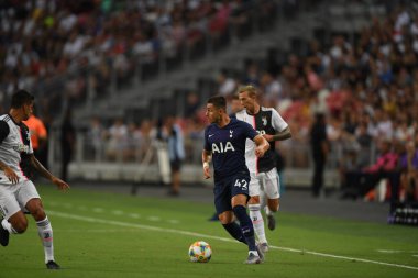 Kallang, Singapur - 21 Temmuz 2019: Tottenham Hotspur oyuncusu Anthony Georgiou, Juventus ile Singapur Ulusal Stadyumu arasındaki buzul 2019 savaşında 