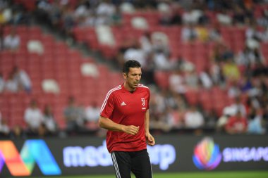 Kallang, Singapur - 21 Temmuz 2019: Juventus 'un oyuncusu Gianluigi Buffon, Juventus ile Singapur Ulusal Stadyumu arasındaki buzul 2019 savaşında 