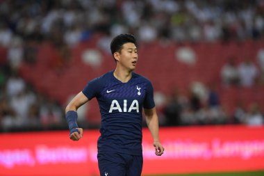 Kallang, Singapur - 21 Temmuz 2019: Heung-Min Son, Tottenham Hotspur oyuncusu Juventus ile Singapur 'daki ulusal stadyumda oynanan maç sırasında 