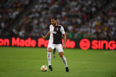 Kallang, Singapur - 21 Temmuz 2019: Juventus 'un oyuncusu, Juventus ve Spurs arasında Singapur' daki ulusal stadyumda 2019 yılındaki eylemde.  