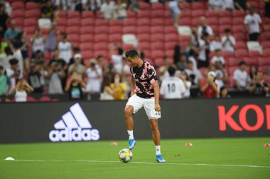 Kallang, Singapur - 21 Temmuz 2019: Juventus 'un oyuncusu Cristiano Ronaldo, Juventus ve Spurs arasında Singapur' daki ulusal stadyumda 2019 yılındaki eylemde. 