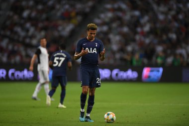 Kallang, Singapur - 21 Temmuz 2019: Dele Alli, Juventus ile Singapur Ulusal Stadyumu arasındaki buzul 2019 sırasında Tottenham Hotspur oyuncusu  