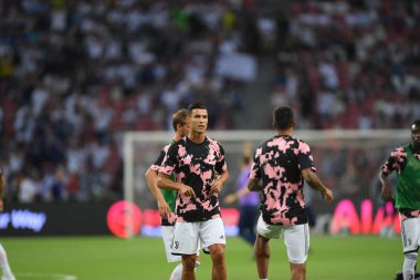 Kallang, Singapur - 21 Temmuz 2019: Juventus 'un oyuncusu Cristiano Ronaldo, Juventus ve Spurs arasında Singapur' daki ulusal stadyumda 2019 yılındaki eylemde. 