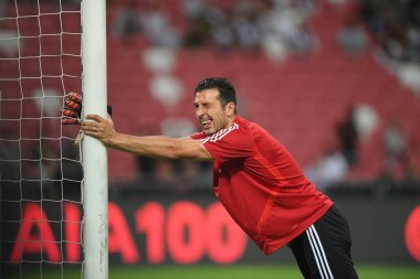 Kallang, Singapur - 21 Temmuz 2019: Juventus 'un oyuncusu Gianluigi Buffon, Juventus ile Singapur Ulusal Stadyumu arasındaki buzul 2019 savaşında 