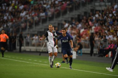 Kallang, Singapur - 21 Temmuz 2019: Tottenham Hotspur oyuncusu Anthony Georgiou, Juventus ile Singapur Ulusal Stadyumu arasındaki buzul 2019 savaşında 