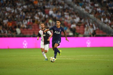 Kallang, Singapur - 21 Temmuz 2019: Erik Lamela, Tottenham Hotspur oyuncusu Juventus ile Singapur Ulusal Stadyumu arasındaki buzul 2019 sırasında 