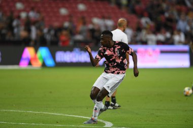 Kallang, Singapur - 21 Temmuz 2019: Juventus 'un oyuncusu, Juventus ve Spurs arasında Singapur' daki ulusal stadyumda 2019 yılındaki eylemde.  