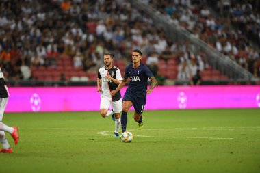 Kallang, Singapur - 21 Temmuz 2019: Erik Lamela, Tottenham Hotspur oyuncusu Juventus ile Singapur Ulusal Stadyumu arasındaki buzul 2019 sırasında 