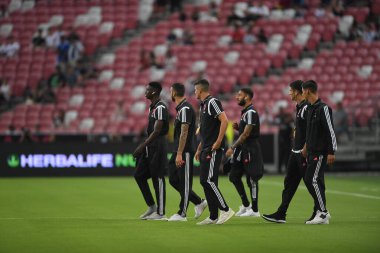 Kallang, Singapur - 21 Temmuz 2019: Juventus 'un oyuncusu, Juventus ve Spurs arasında Singapur' daki ulusal stadyumda 2019 yılındaki eylemde.  