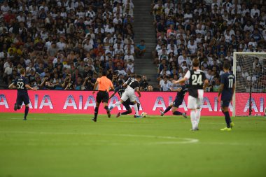 Kallang, Singapur - 21 Temmuz 2019: Ulusal stadyum, Singapur 'da Juventus ve mahmuz arasındaki maç