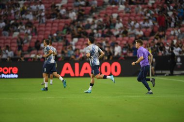 Kallang, Singapur - 21 Temmuz 2019: Tottenham Hotspur oyuncusu, Juventus ile Singapur 'daki ulusal stadyum arasında 2019 yılındaki eylemde. 