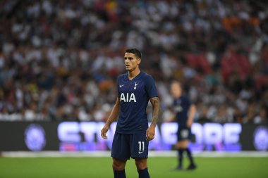Kallang, Singapur - 21 Temmuz 2019: Erik Lamela, Tottenham Hotspur oyuncusu Juventus ile Singapur Ulusal Stadyumu arasındaki buzul 2019 sırasında 