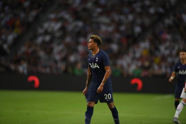 Kallang, Singapur - 21 Temmuz 2019: Dele Alli, Juventus ile Singapur Ulusal Stadyumu arasındaki buzul 2019 sırasında Tottenham Hotspur oyuncusu  
