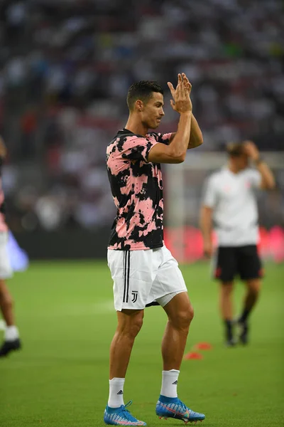 Kallang Singapur Lipca 2019 Cristiano Ronaldo Gracz Juventus Akcji Podczas — Zdjęcie stockowe