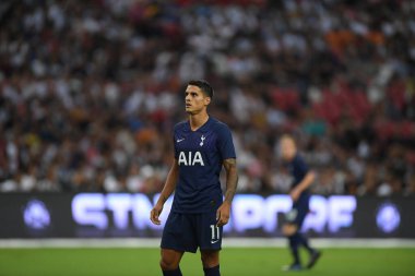 Kallang, Singapur - 21 Temmuz 2019: Erik Lamela # 11 Tottenham hotspur oyuncusu 2019 yılında Juventus ve Tottenham Hotspur arasında ulusal stadyum, Singapur