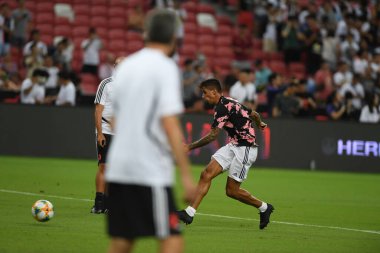 Kallang, Singapur - 21 Temmuz 2019: Juventus 'un oyuncusu, Juventus ve Spur arasında Singapur' daki ulusal stadyumda 2019 yılındaki eylemde.