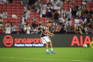 Kallang, Singapur - 21 Temmuz 2019: Juventus 'un Cristiano Ronaldo oyuncusu, Juventus ile Tottenham Hotspur arasında 2019 yılında Singapur' un başkenti Singapur 'da görev yaptı.