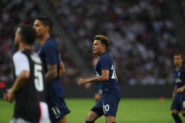 Kallang, Singapur - 21 Temmuz 2019: Dele Alli # 20 Tottenham hotspur oyuncusu, Juventus ve Hotspur arasında Singapur 'daki ulusal stadyumda 2019 yılındaki eylemde