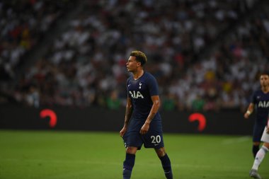 Kallang, Singapur - 21 Temmuz 2019: Dele Alli # 20 Tottenham hotspur oyuncusu, Juventus ve Hotspur arasında Singapur 'daki ulusal stadyumda 2019 yılındaki eylemde