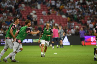 Kallang, Singapur - 21 Temmuz 2019: Juventus 'un oyuncusu, Juventus ve Spur arasında Singapur' daki ulusal stadyumda 2019 yılındaki eylemde.