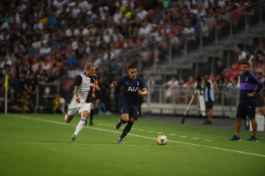 Kallang, Singapur - 21 Temmuz 2019: Anthony Georgiou # 42 Tottenham hotspur oyuncusu 2019 yılında Juventus ve Tottenham Hotspur arasında ulusal stadyumda görev yaptı.