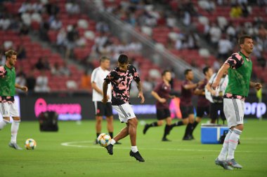 Kallang, Singapur - 21 Temmuz 2019: Singapur 'da Juventus ve Tottenham Hotspur arasında oynanan 2019 tarihli futbol maçı
