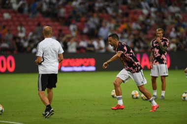 Kallang, Singapur - 21 Temmuz 2019: Juventus 'un oyuncusu, Juventus ve Spur arasında Singapur' daki ulusal stadyumda 2019 yılındaki eylemde.