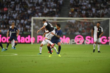 Kallang, Singapur - 21 Temmuz 2019: Erik Lamela # 11 Tottenham hotspur oyuncusu 2019 yılında Juventus ve Tottenham Hotspur arasında ulusal stadyum, Singapur