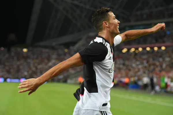 Kallang Singapur Července 2019 Cristiano Ronaldo Hráč Juventus Gratulace Brance — Stock fotografie