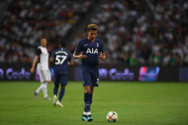 Kallang, Singapur - 21 Temmuz 2019: Dele Alli # 20 Tottenham hotspur oyuncusu, Juventus ve Hotspur arasında Singapur 'daki ulusal stadyumda 2019 yılındaki eylemde