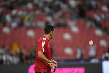 Kallang, Singapur - 21 Temmuz 2019: Juventus 'un Gianluigi Buffon oyuncusu Juventus ile Tottenham Hotspur arasında ulusal stadyum, Singapur