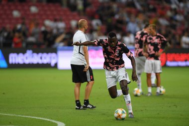 Kallang, Singapur - 21 Temmuz 2019: Juventus 'un oyuncusu, Juventus ve Spur arasında Singapur' daki ulusal stadyumda 2019 yılındaki eylemde.