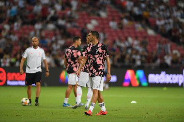 Kallang, Singapur - 21 Temmuz 2019: Juventus 'un oyuncusu, Juventus ve Spur arasında Singapur' daki ulusal stadyumda 2019 yılındaki eylemde.