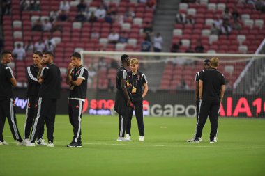 Kallang, Singapur - 21 Temmuz 2019: Juventus 'un oyuncusu, Juventus ve Spur arasında Singapur' daki ulusal stadyumda 2019 yılındaki eylemde.