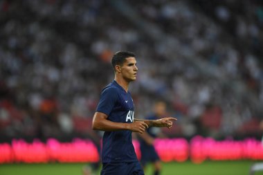 Kallang, Singapur - 21 Temmuz 2019: Erik Lamela # 11 Tottenham hotspur oyuncusu 2019 yılında Juventus ve Tottenham Hotspur arasında ulusal stadyum, Singapur
