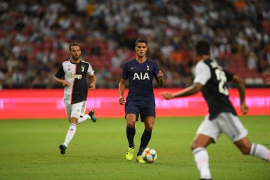 Kallang, Singapur - 21 Temmuz 2019: Erik Lamela # 11 Tottenham hotspur oyuncusu 2019 yılında Juventus ve Tottenham Hotspur arasında ulusal stadyum, Singapur