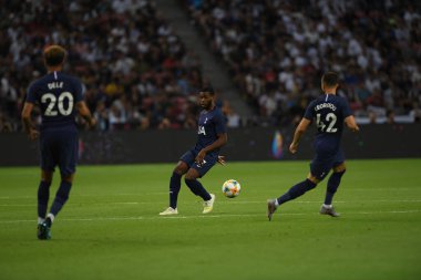 Kallang, Singapur - 21 Temmuz 2019: Singapur 'da Juventus ve Tottenham Hotspur arasında oynanan 2019 tarihli futbol maçı
