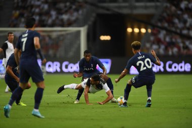 Kallang, Singapur - 21 Temmuz 2019: Juventus 'un oyuncusu, Juventus ve Spur arasında Singapur' daki ulusal stadyumda 2019 yılındaki eylemde.