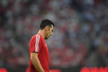 Kallang, Singapur - 21 Temmuz 2019: Juventus 'un Gianluigi Buffon oyuncusu Juventus ile Tottenham Hotspur arasında ulusal stadyum, Singapur