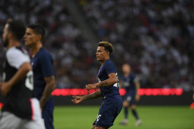 Kallang, Singapur - 21 Temmuz 2019: Dele Alli # 20 Tottenham hotspur oyuncusu, Juventus ve Hotspur arasında Singapur 'daki ulusal stadyumda 2019 yılındaki eylemde