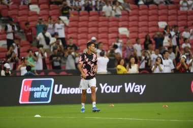 Kallang, Singapur - 21 Temmuz 2019: Juventus 'un Cristiano Ronaldo oyuncusu, Juventus ile Tottenham Hotspur arasında 2019 yılında Singapur' un başkenti Singapur 'da görev yaptı.